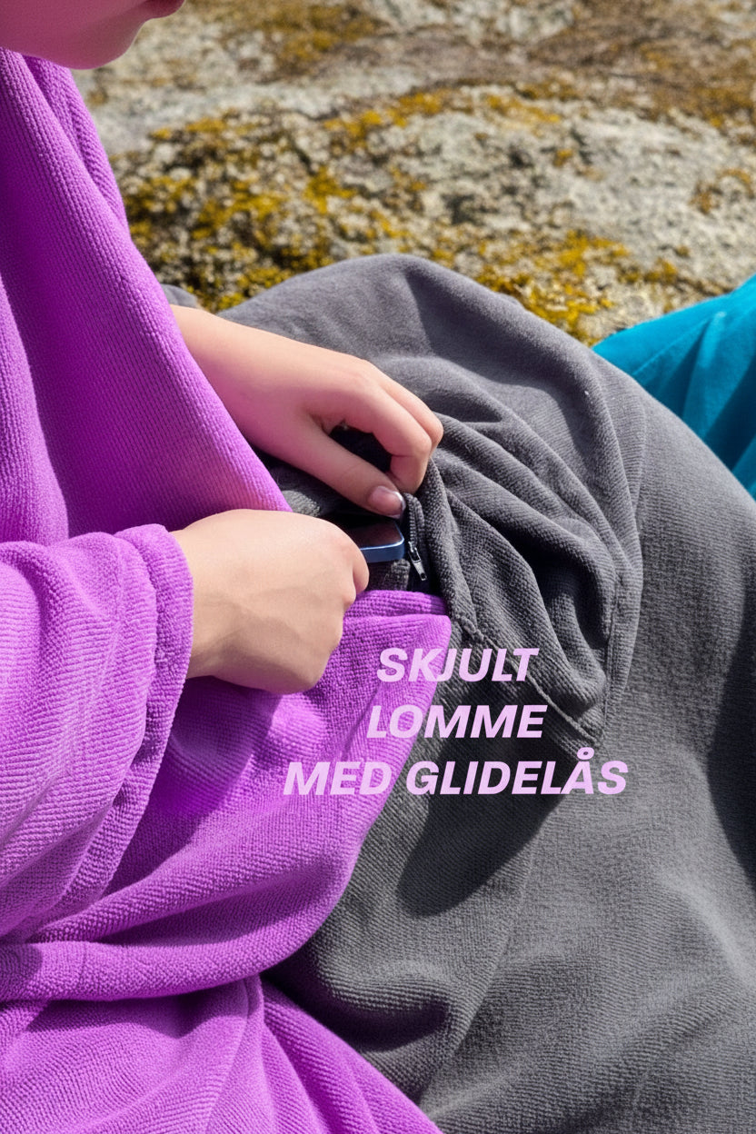Badeponcho til isbading Salty but Sweet™ FjordRobe skifteponcho i miljøvennlig microfiber, FjordVibes Lavendel - DoUdare