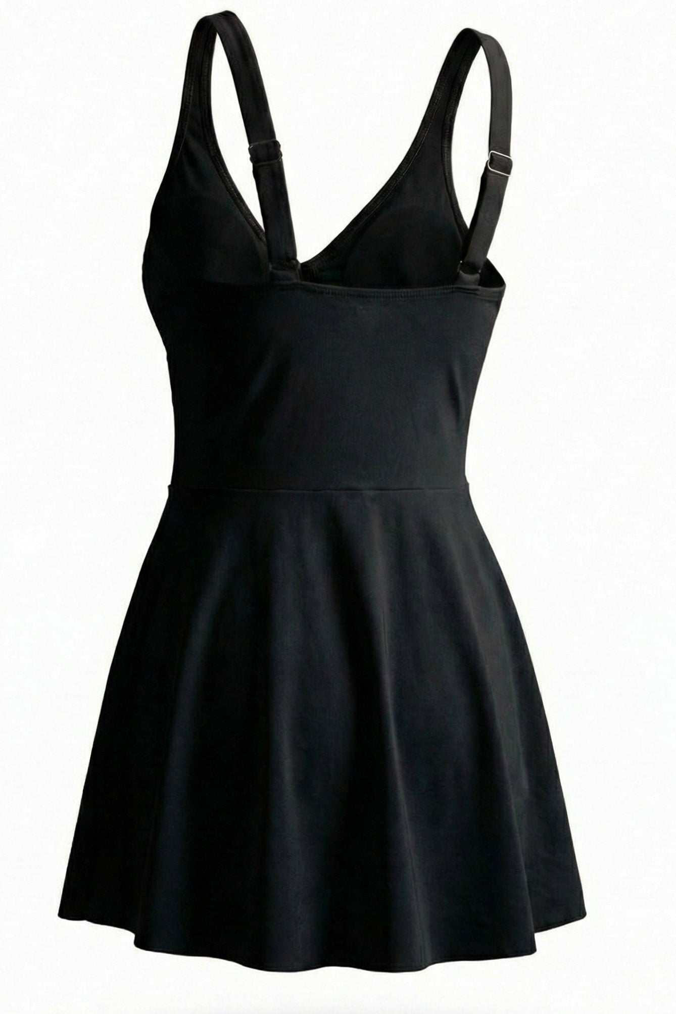 svart marilyn badekjole fra fjordvibes - DoUdare flytende ghost-modell av kjolen sett bakenfra