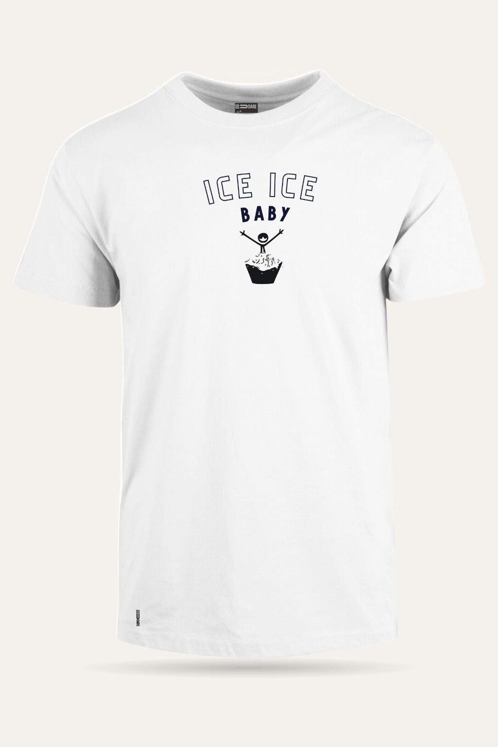 Ice Ice Baby Isbading t-skjorte unisex i hvit sett forfra – viser passform og trykk – Fjord Vibes