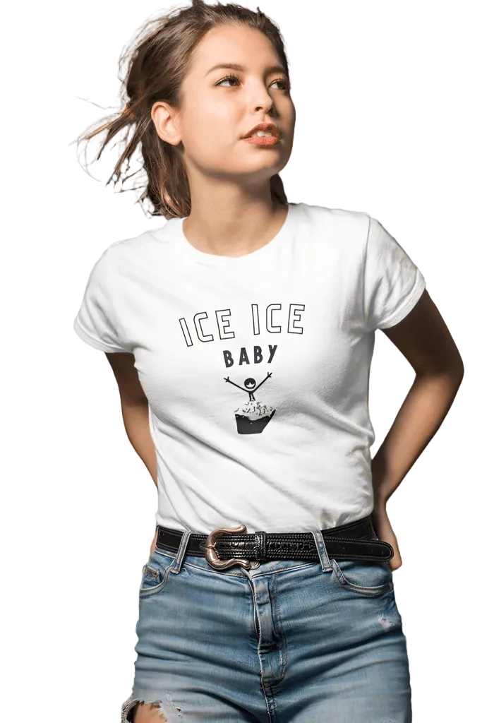 ice ice baby isbading t-for dame hvit med svart trykk