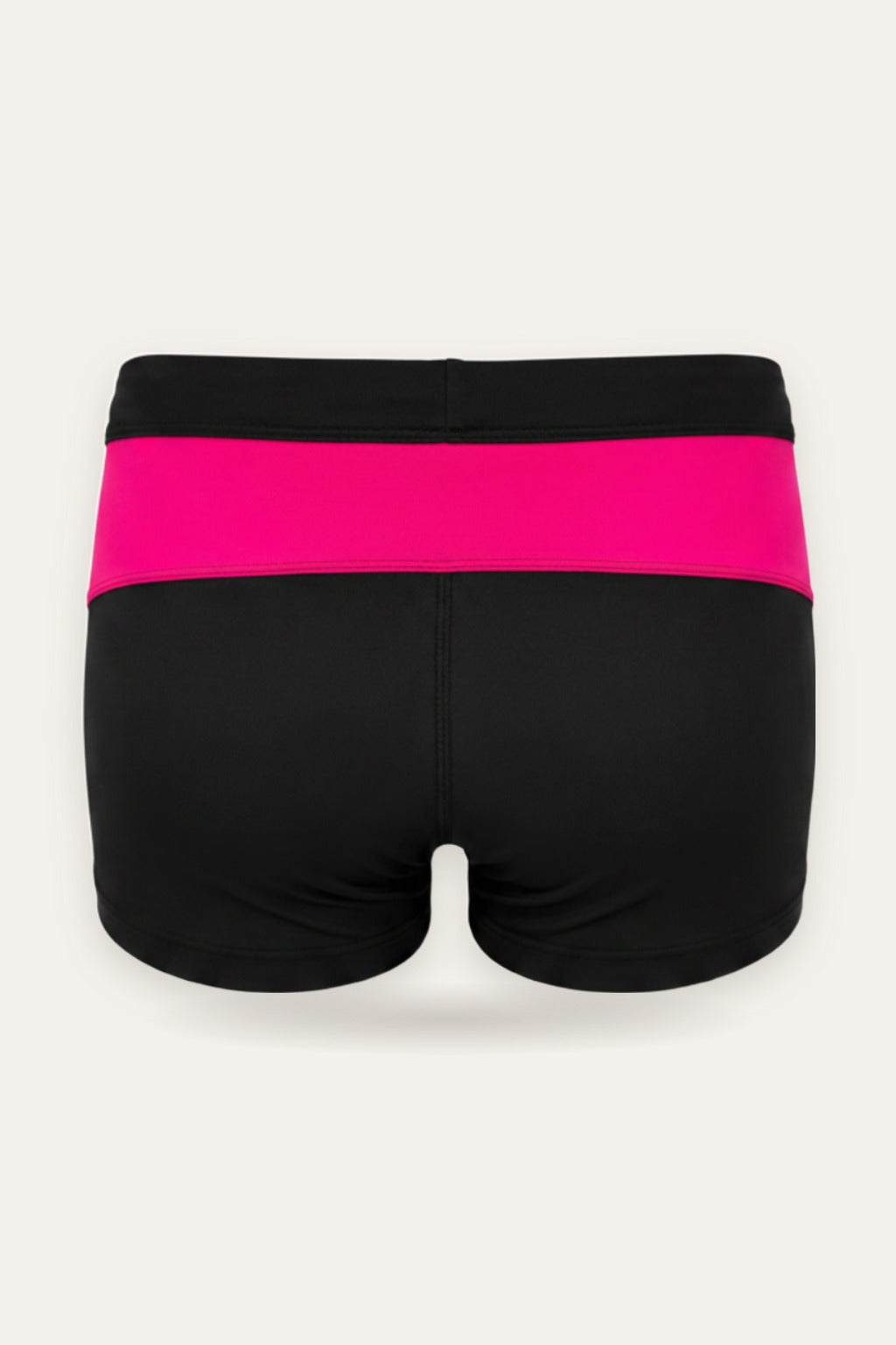 Svart badebukse Lauritz Trunk fra Fjord Vibes med rosa stripe bak – sett bakfra